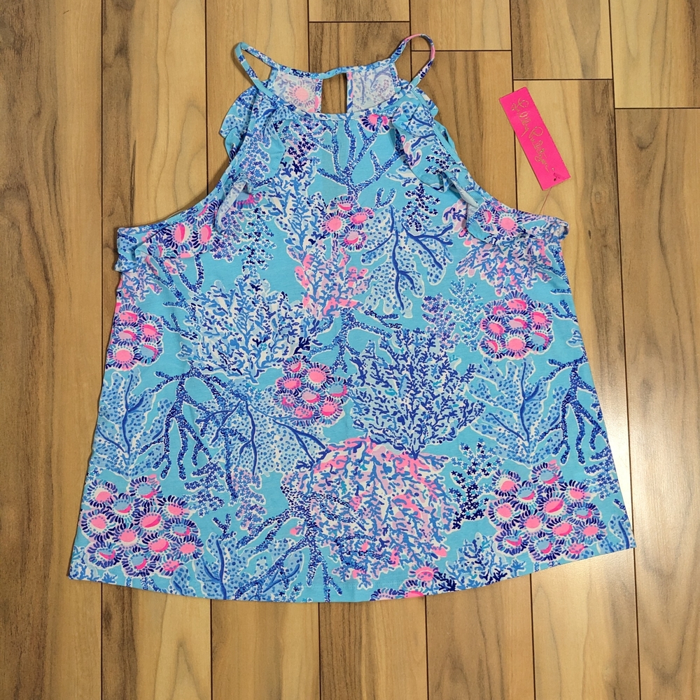 NWT! Lilly Pulitzer Billie Top Blue Ibiza Now You Sea Me Size L